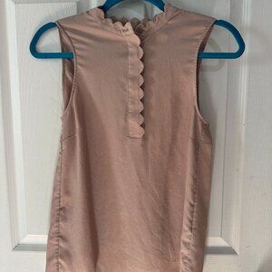 H&M Pink Scallop Sleeveless Button-up Blouse Size 2